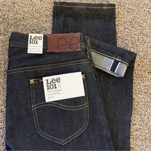 Lee 101 S Selvedge Slim Rider Jeans Dark Wash NWT 31x32 Japan left hand Twill